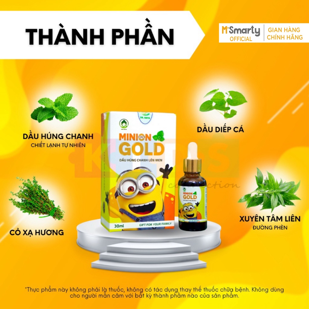 [M'SMARTY] - Dầu húng chanh lên men Minion Gold thể tích 30ml