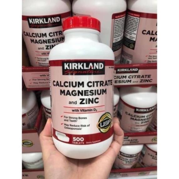 VIÊN UỐNG BỔ SUNG CANXI KẼM KIRKLAND CALCIUM CITRATE  MAGNESIUM AND ZINC 500 VIÊN