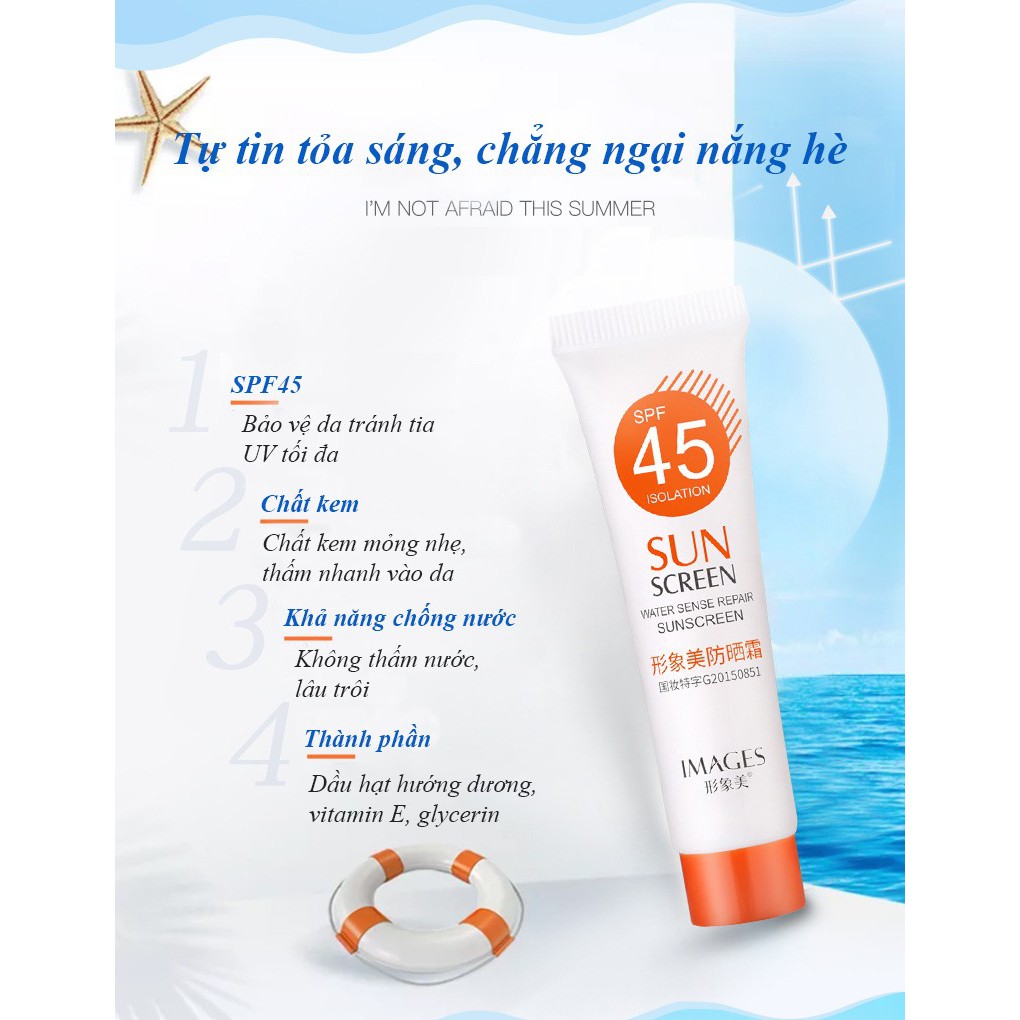 Kem chống nắng dưỡng da Images SPF45 PA+++ 15g kem chống nắng ZD-S10 | Thế Giới Skin Care