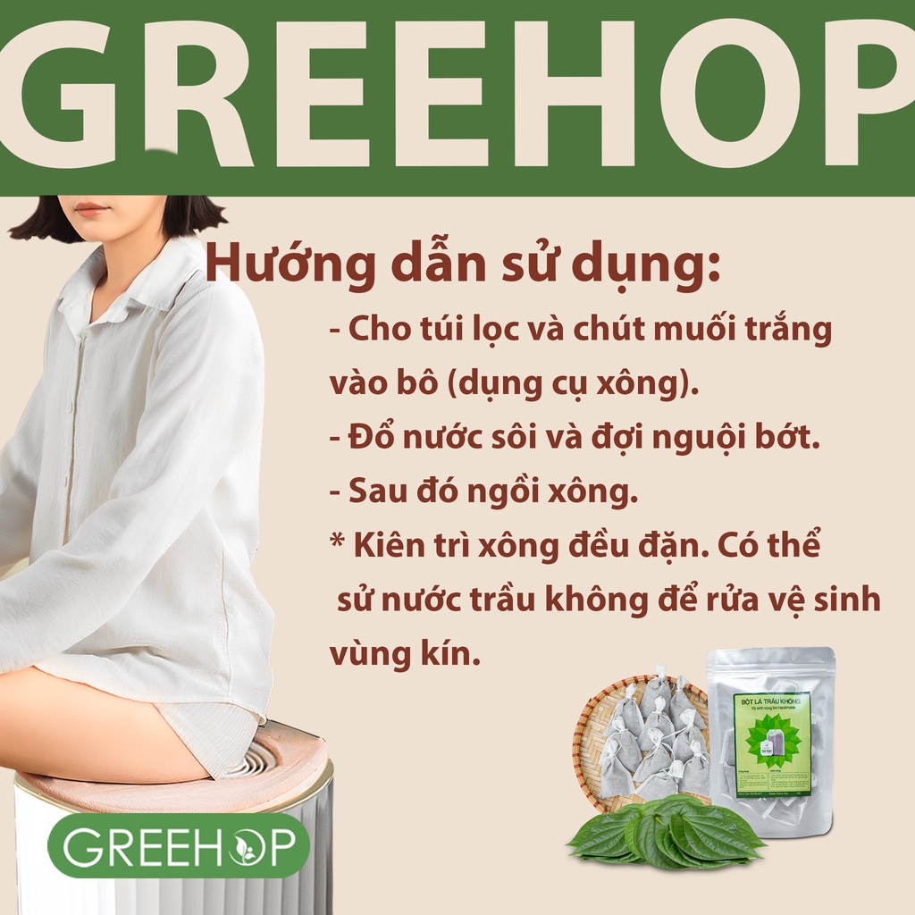 Xông vùng kín, bột trầu không nguyên chất handmade GREEHOP