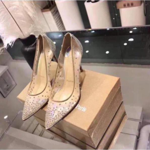 |   Bán Chạy | HOT SALE Giày cao gót louboutin lưới đá gót nhọn fullbox Đẹp Xịn . 2020 new . 💯 ་ new , )