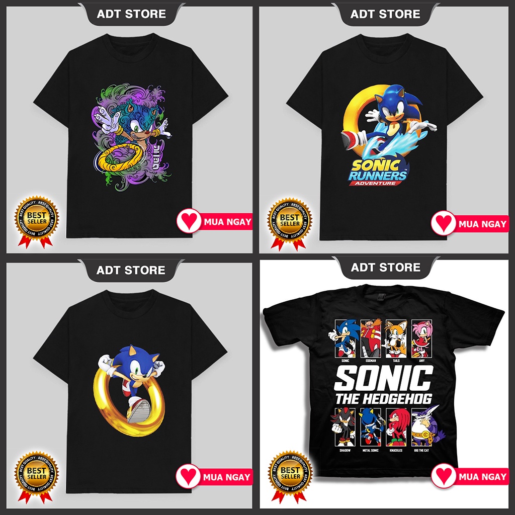 Top 4 Áo thun sonic nhím xanh tốc độ màu đen cực chất bé trai bé gái đều mê đủ size giá siêu rẻ