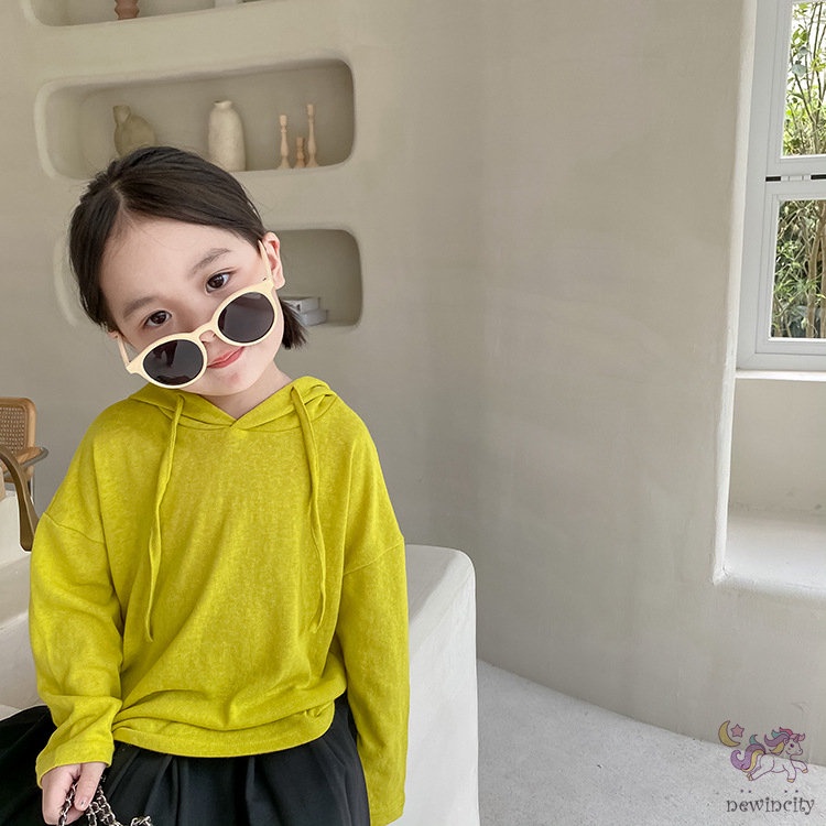 Áo hoodie cotton màu sắc xinh xắn đơn giản dành cho bé gái