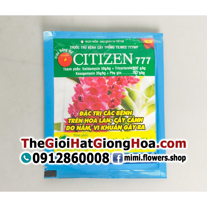 Thuốc trừ bệnh hoa lan, cây cảnh do nấm, vi khuẩn gây ra CITIZEN 777WP gói 7gram