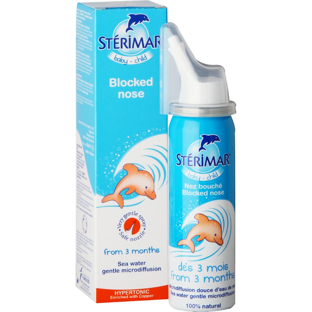 Xịt muối mũi Sterimar nước biển sâu - xịt mũi cá heo vàng, cam Sterimar pháp dùng vệ sinh cho bé