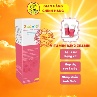 VITAMIN D3K2 ZEAMBI - Dạng xịt, nhập khẩu Anh quốc ( Lọ 15ml ) Giúp hấp thu canxi, tăng chiều cao, Dùng cho trẻ sơ sinh