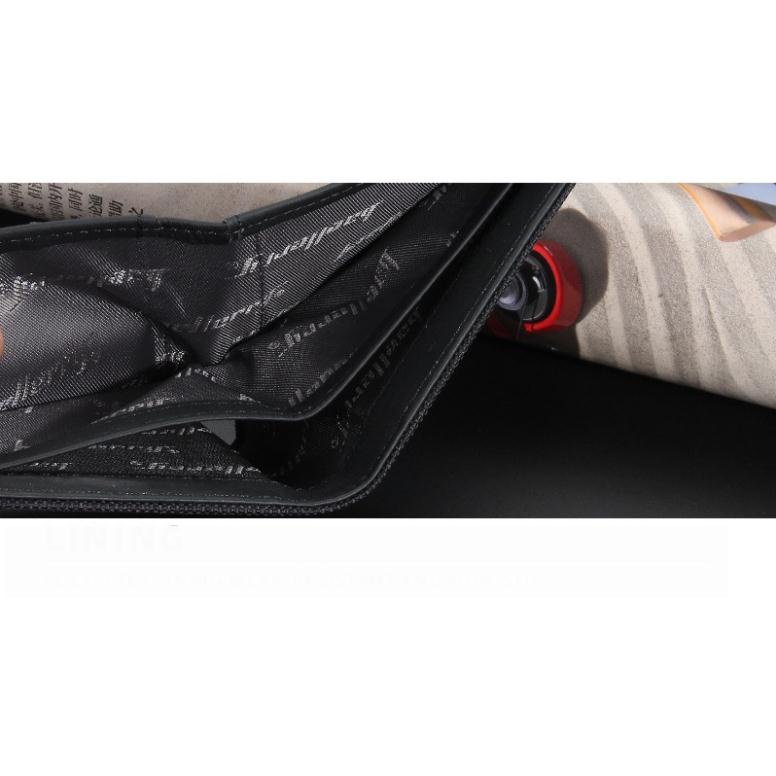 Bóp ví da nam Baellerry cao cấp kiểu dáng ví ngang dập nổi  nhiều ngăn đựng thẻ giấy tờ phong cách hàn quốc