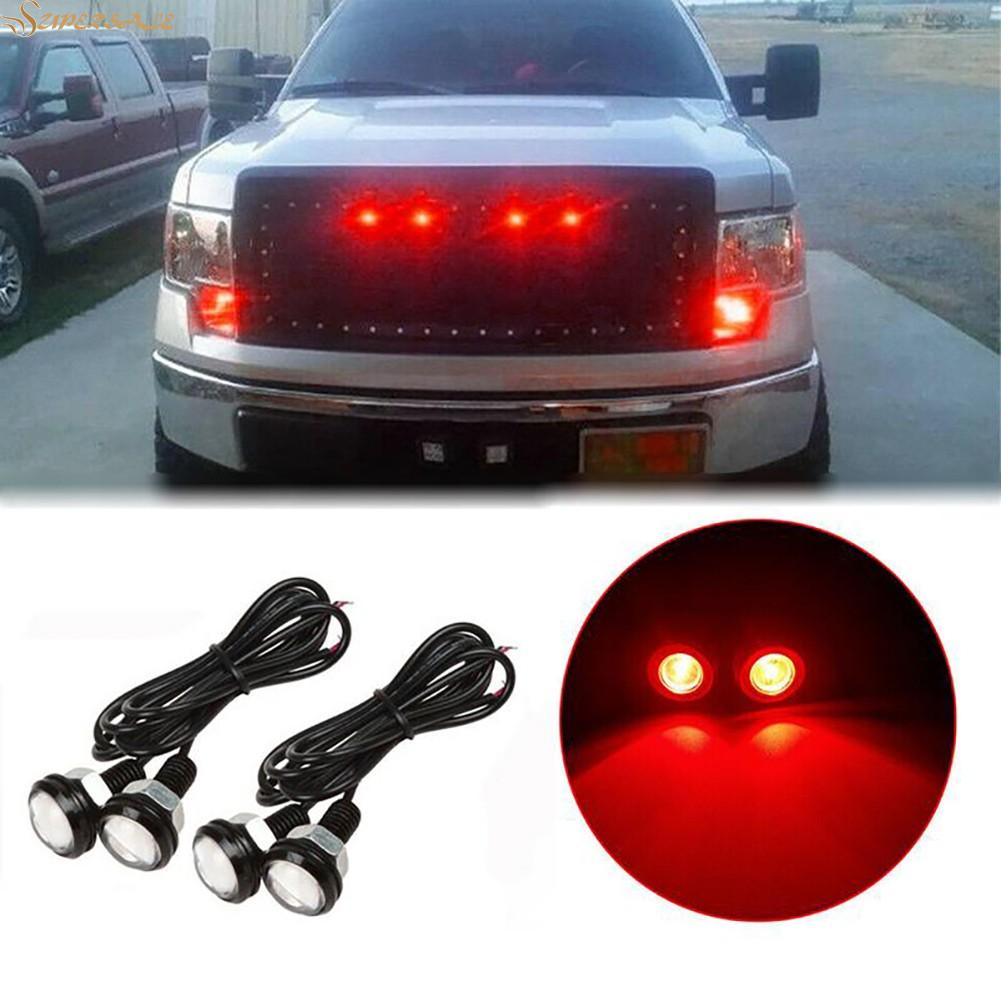 Bộ 4 Đèn Led Đỏ Gắn Lưới Tản Nhiệt Cho Chevy Colorado Silverado Ford Raptor Svt