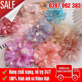 [MIỄN PHÍ GIAO HÀNG] Dây Buộc Tóc Vải Scunchies - Dây Cột Tóc Vải Hình Hoa Cúc Đáng Yêu Cho Nữ