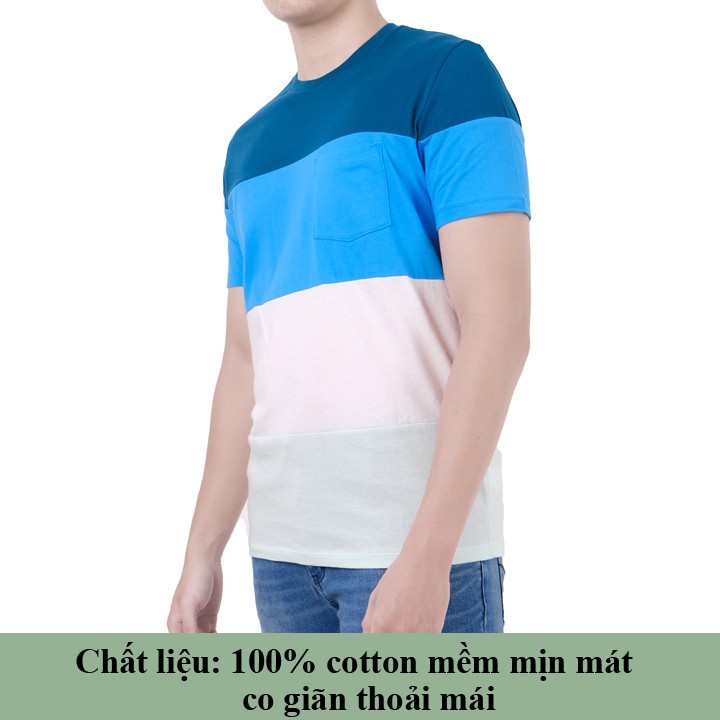 ÁO THUN NAM GAP CỔ TRÒN - XANH TRẮNG