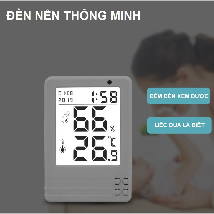 Nhiệt ẩm kế điện tử thông minh với cảm biến tự sáng