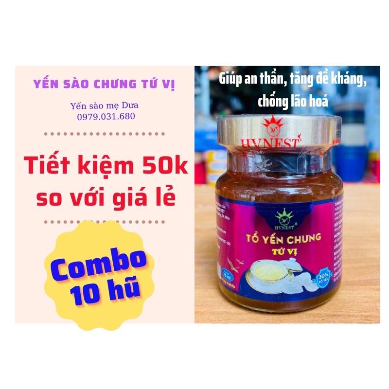 Combo 10 hũ yến chưng tứ vị, 30% yến thiên nhiên