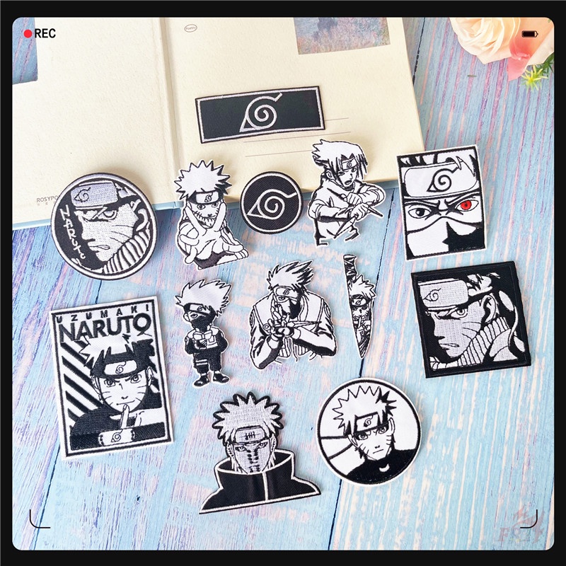 ♚ Miếng Dán Ủi Thêu Hình Nhân Vật Hoạt Hình Naruto ♚ 1 Sticker Ủi Thêu Hình Sasuke Kakashi