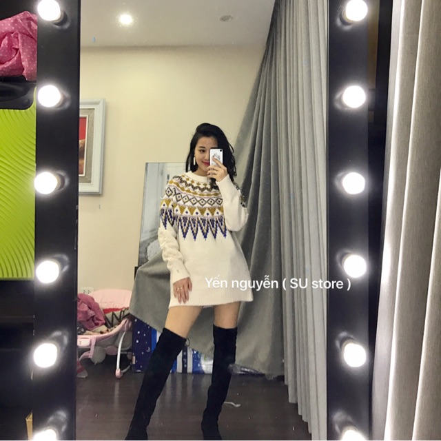 Ao len dáng dài dấu quần