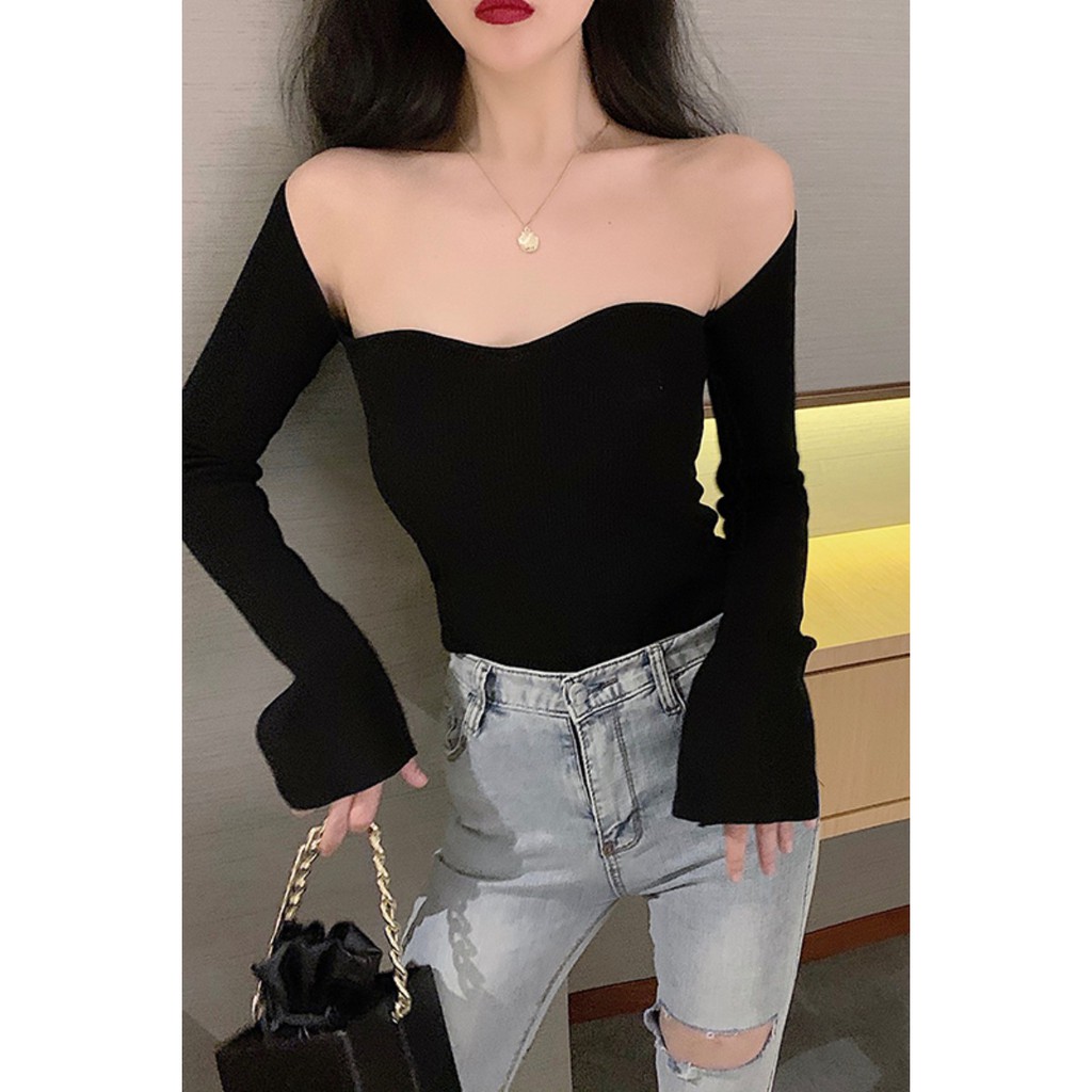 Áo Nữ Tay Dài Trễ Vai Thời Trang Quyến Rũ