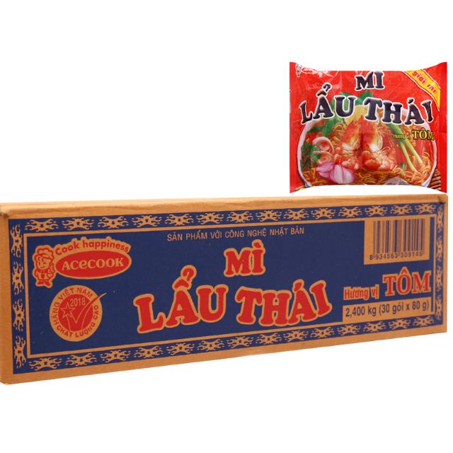 Thùng mì Lẩu thái tôm Acecook 30 gói