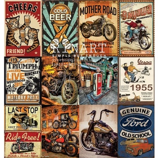 SET 5 TẤM DECAL POSTER DÁN TƯỜNG TRANG TRÍ CỬA HÀNG/CAFE CỔ ĐIỂN VINTAGE KHỔ 17x23cm