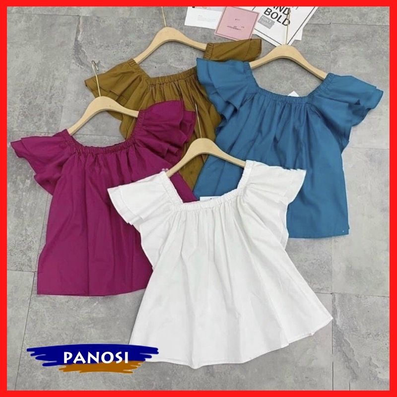 Áo kiểu nữ bánh bèo cánh tiên áo trễ vai bo chun form rộng xinh xắn tiểu thư PANOSI - Mã A398