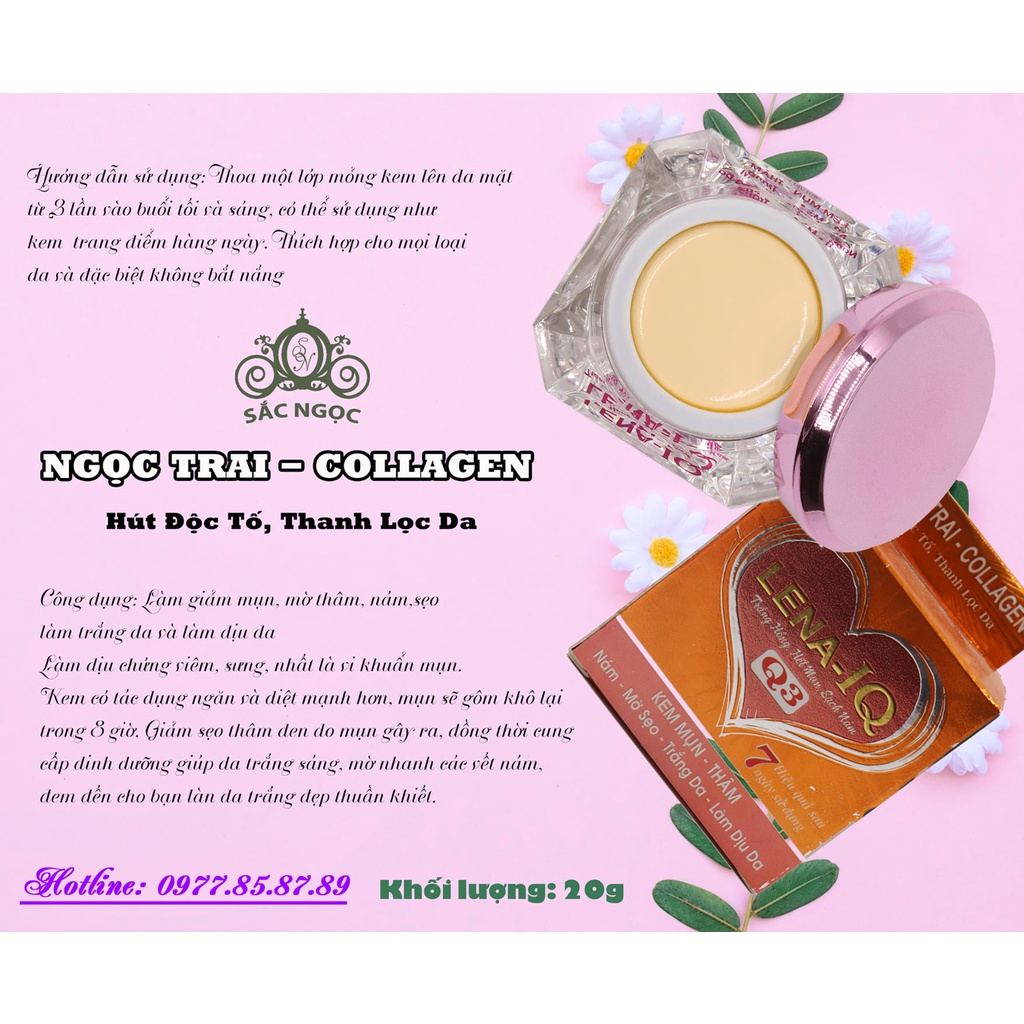 Kem Mụn, Thâm, Nám, Mờ sẹo, Trắng da, Làm dịu da Q3 LENA-IQ - 20g