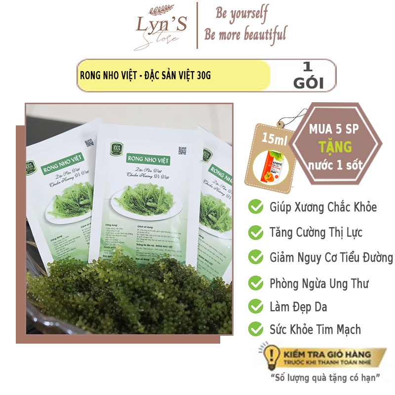 Combo (Rong Nho Việt 30Gr + sốt mè rang 15ml), rong nho trường thọ, công nghệ tách nước Nhật Bản | BigBuy360 - bigbuy360.vn