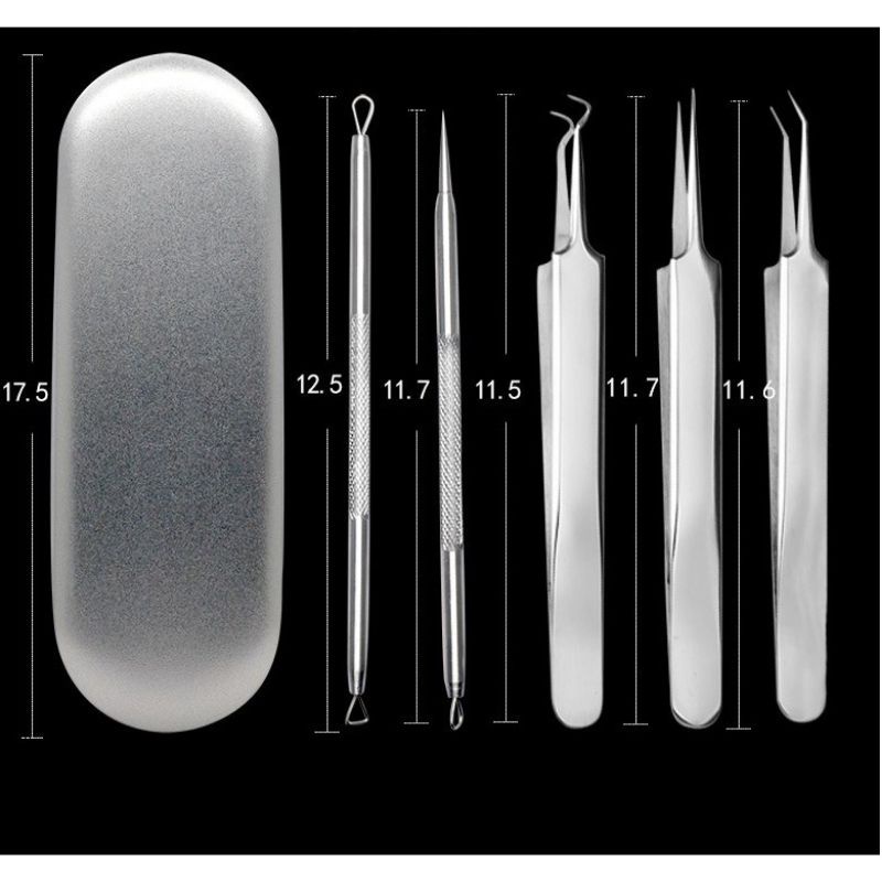 Bộ Nặn Mụn 5 Món Cao Cấp Inox Không Gỉ - Bộ Nặn Mụn Đầu Đen 5 Chi Tiết