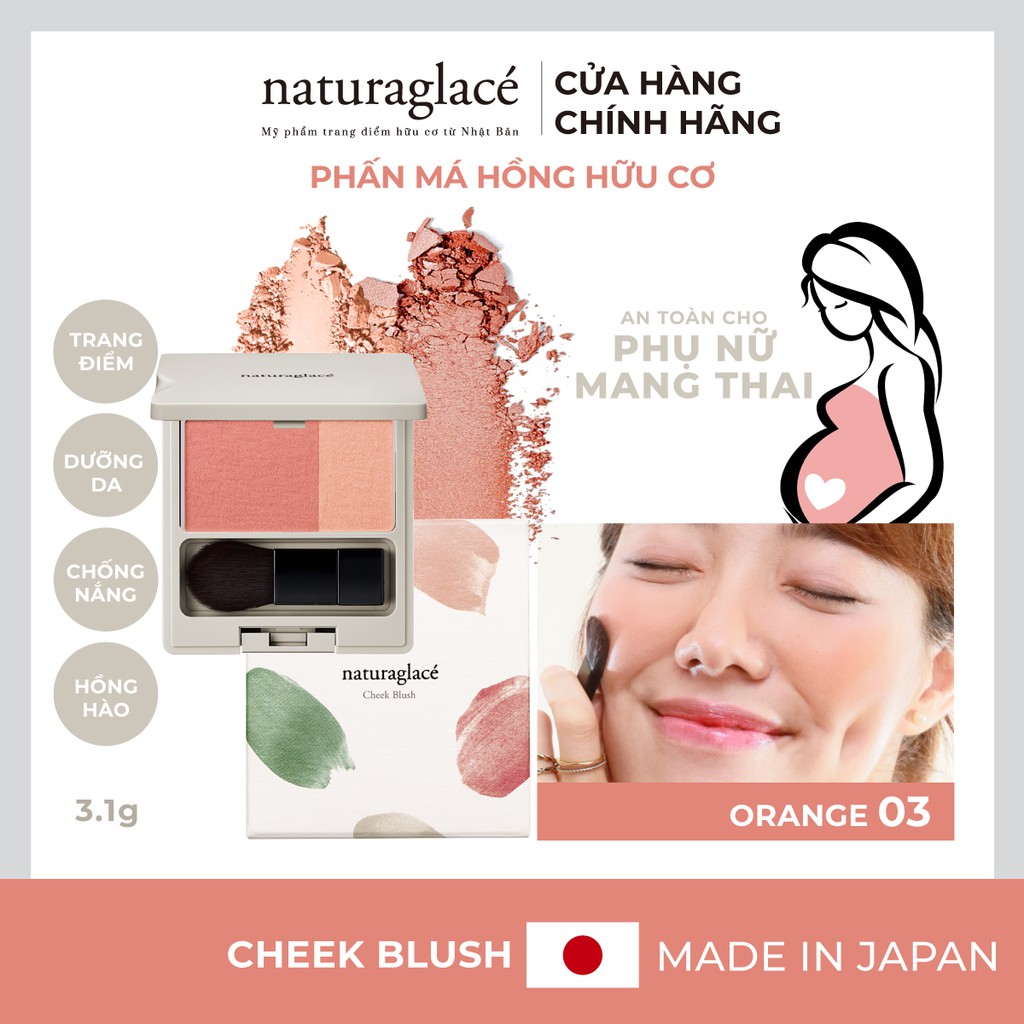 Phấn má hồng hữu cơ naturaglacé Cheek Blush (03 - Orange) tự nhiên, lâu trôi, 3.1g