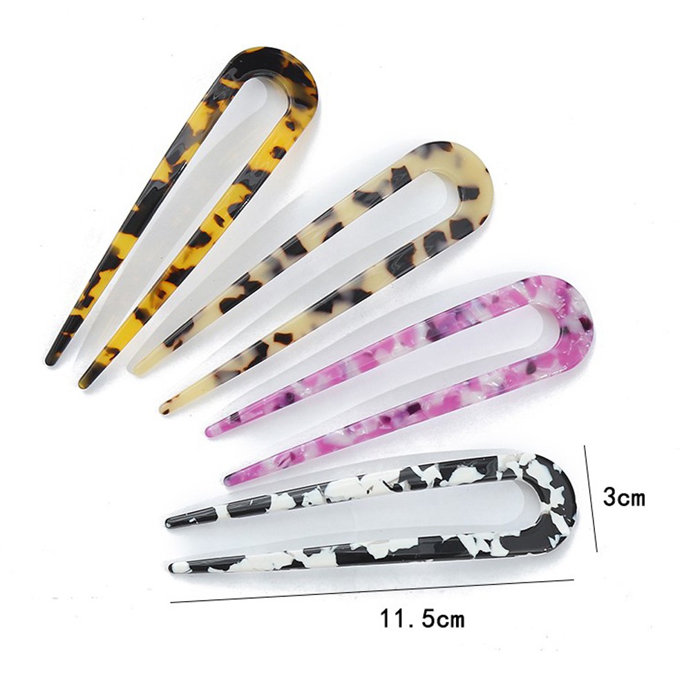 Trâm Cài Tóc Chữ U Họa Tiết Da Báo Thời Trang Cho Nữ