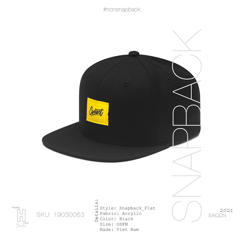 Mũ Snapback Đen Carhartt Logo Vàng