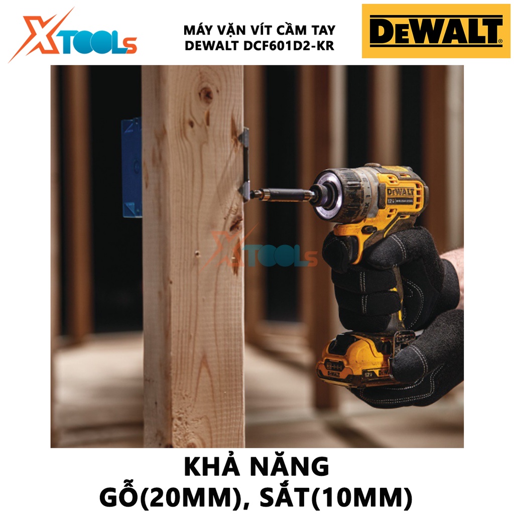 Máy vặn vít cầm tay DEWALT DCF601D2-KR máy khoan dùng pin Hiệu thế pin 12 V, Động cơ không chổi than, khoan gỗ, sắt