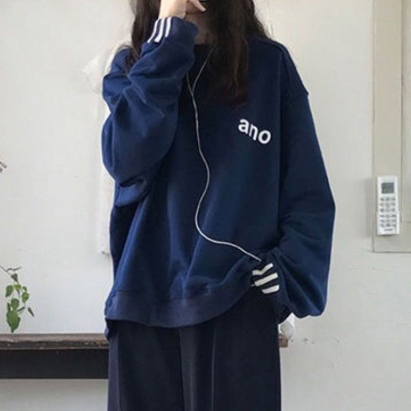 Áo sweater tay dài dáng rộng in họa tiết thời trang mùa thu phong cách Hàn Quốc dành cho nữ | WebRaoVat - webraovat.net.vn