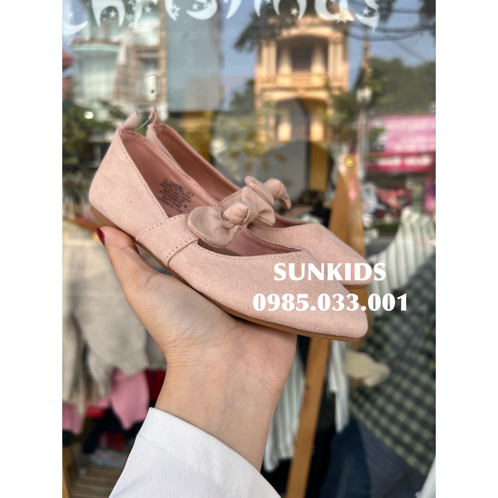 Giày bệt da lộn phối chun nơ (Hàng xuất khẩu)