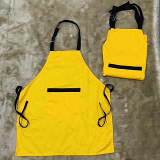 Tạp dề vàng viền đen chất liệu kaki dành cho nam nữ đầu bếp, phụ bếp, pha chế, phục vụ