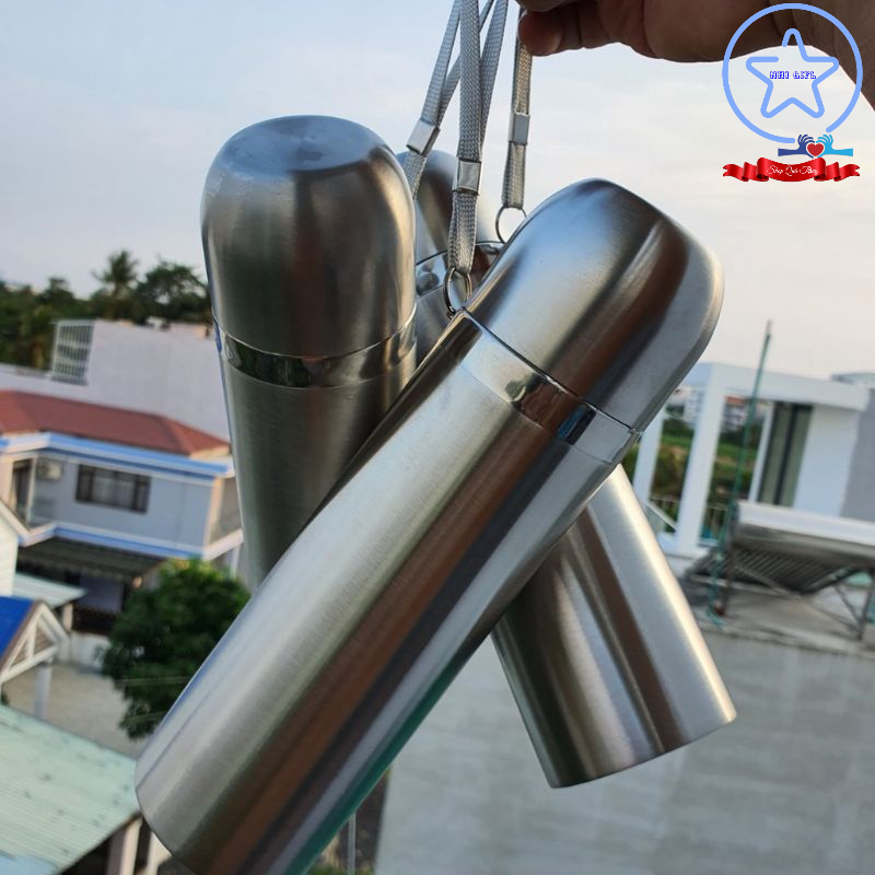 Bình Giữ Nhiệt Inox 500ml Có Dây Xách - Khắc Logo Theo Yêu Cầu