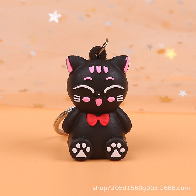 Móc khóa cute cao su silicon nguyên khối, móc khoá đôi treo balo, cài túi xách tote hình hoạt hình đáng yêu gấu bông