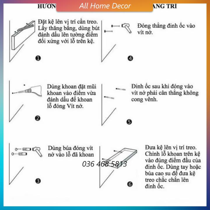 Bộ 3 kệ ngang Alpha, bộ kệ trang trí treo tường trắng dài 40cm