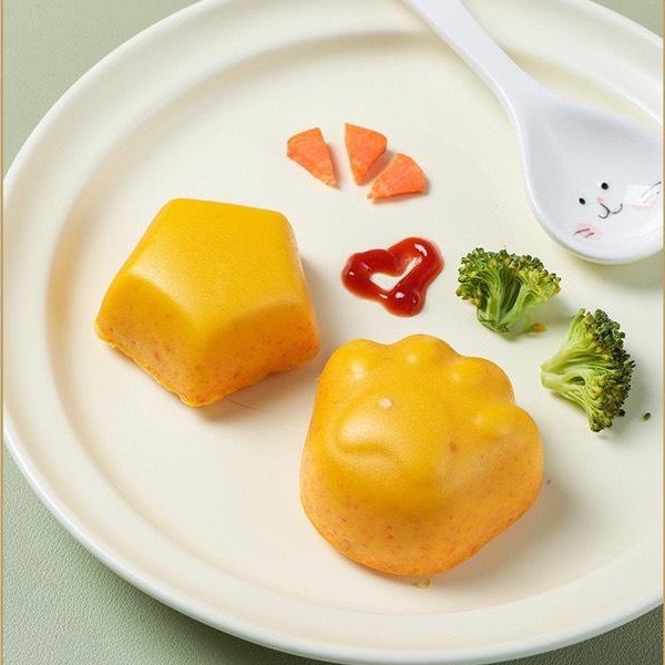 Set 4 khuôn Hấp Trứng Làm Bánh cho bé, làm Caramen Thạch Flan kèm chổi quét silicon mesocshop