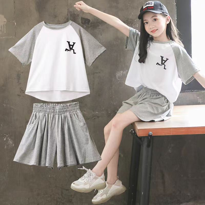 Bộ Đồ Thời Trang Mùa Hè 2022 Gồm Áo Ngắn + Quần Ngắn Thời Trang Cho Bé Gái 5 7 9 10 12 14 Tuổi