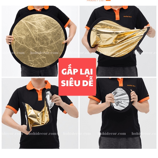 Tấm Phản Quang Chụp Ảnh Thời Trang, Miếng Hắt Sáng Chụp Hình Sản Phẩm 2 Trong 1, 60cm Gấp Gọn - HoHi Decor