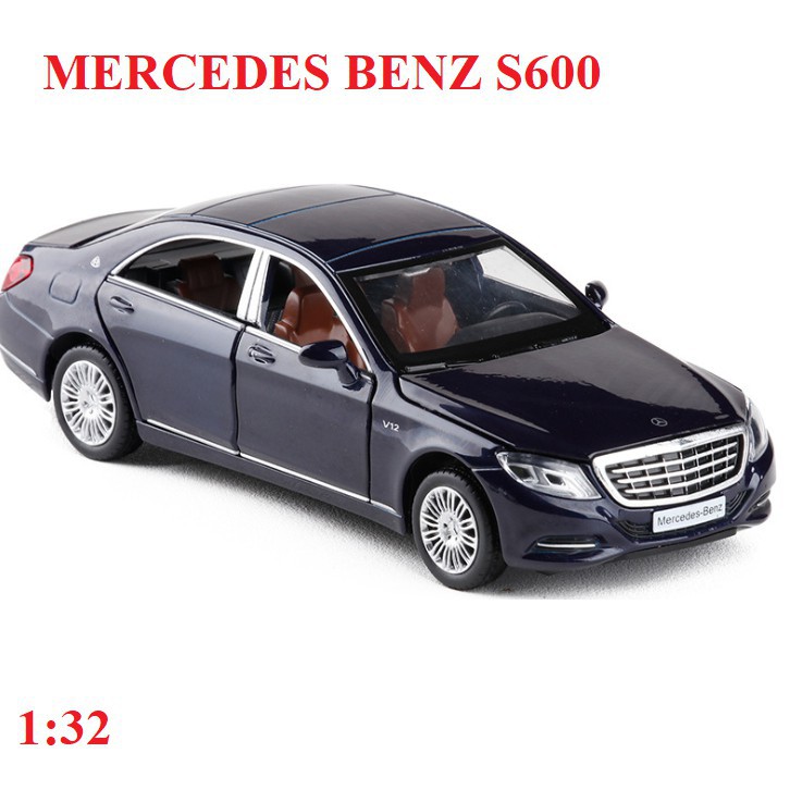 Xe mô hình ô tô MERCEDES BENZ S600 ĐỒ chơi trẻ em bằng sắt tỉ lệ 1:32 có âm thanh và đèn mở các cửa