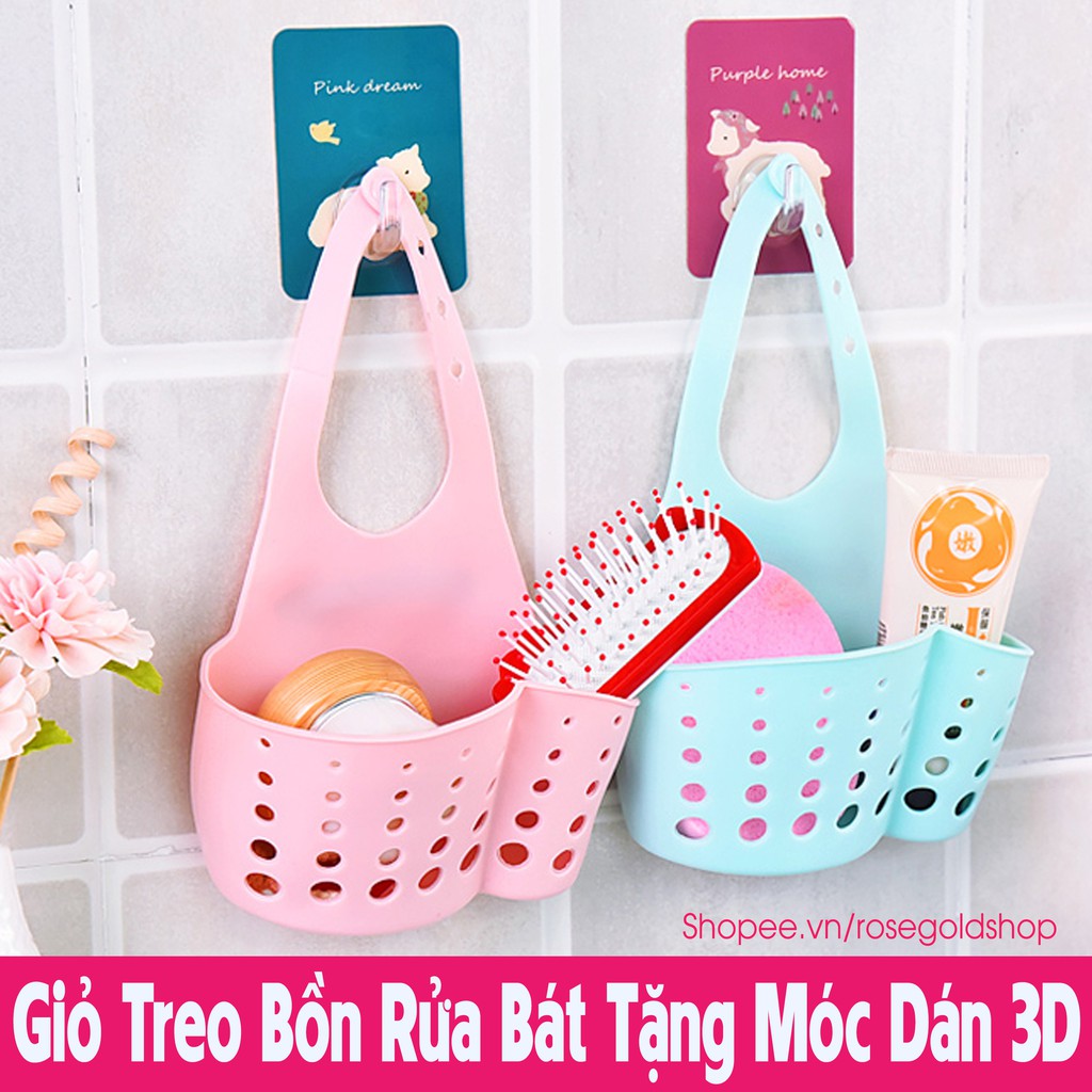 Giỏ Treo Bồn Rửa Bát Tặng Móc Dán 3D- Giỏ Treo Rửa Chén Tiện Dụng