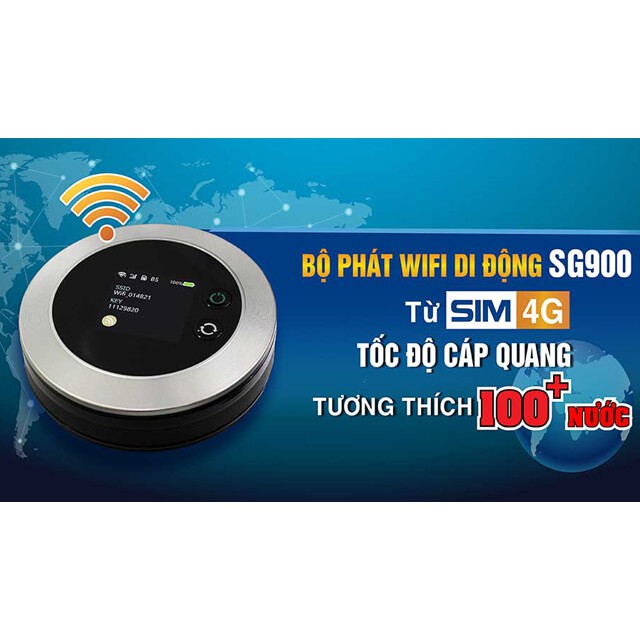 Bộ phát wifi 4G SG900 sử dụng sim 3G/4G của các nhà mạng trên thế giới