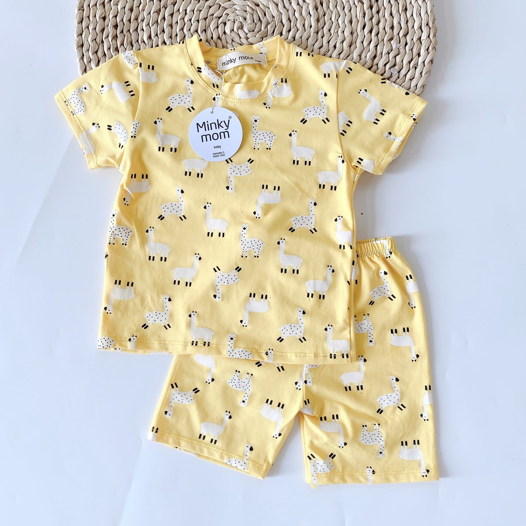 Sale !!! Bộ Cộc Tay Cotton Hàng Minky Mom In Toàn Thân  Thỏ-Ngựa Trắng Cho Bé (9-18kg) (1380)_Super Sale