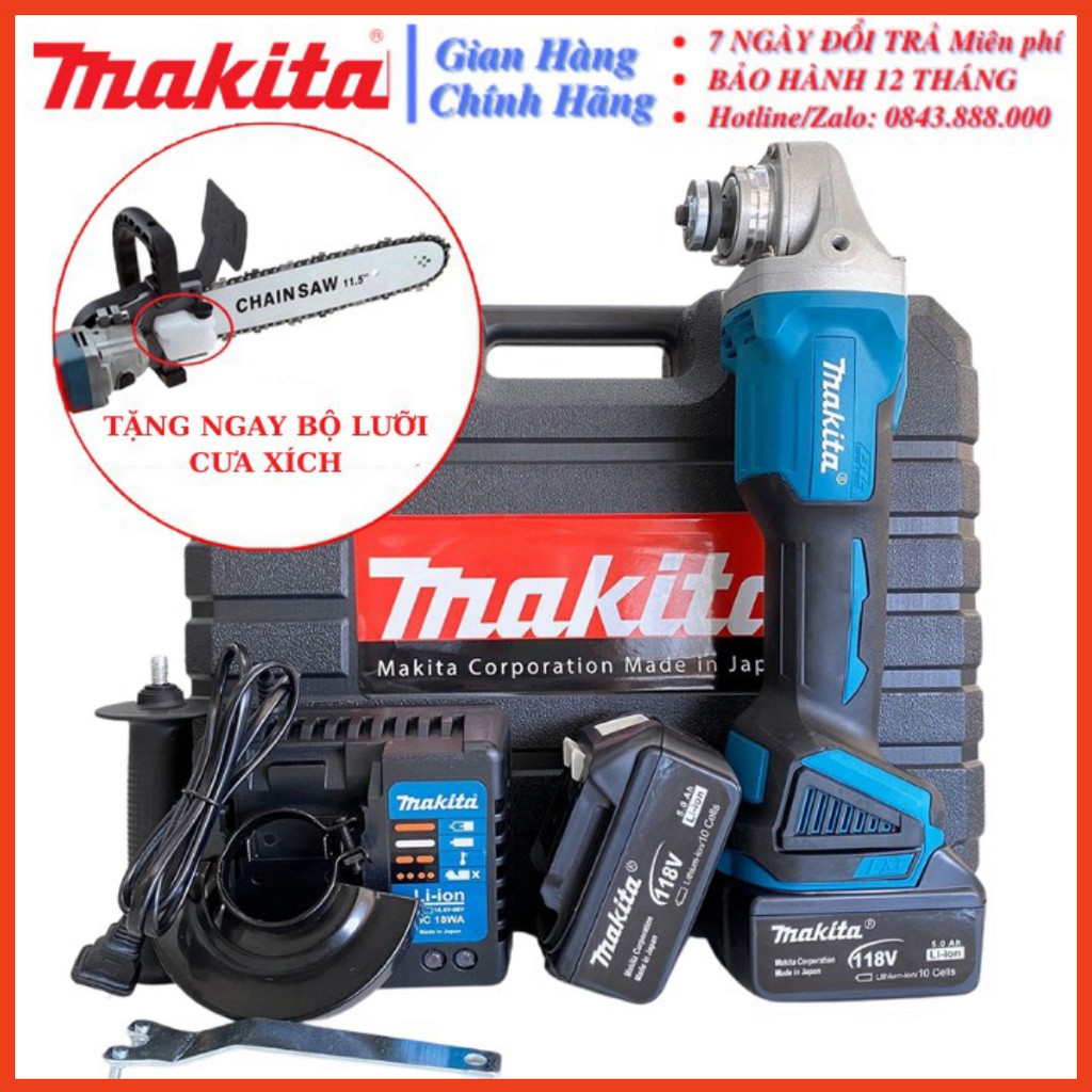 [CHÍNH HÃNG] Máy Mài Pin Makita 118V Tặng Lưỡi Cưa Xích Gắn Máy Mài ChainSaw - Máy Mài Góc, Máy Cắt Cầm Tay