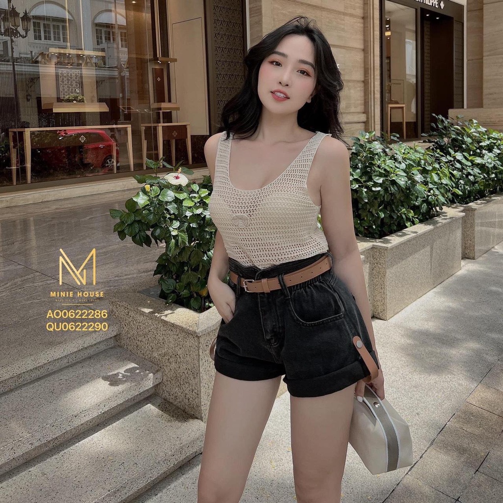Áo len lưới 2 dây hoa hồng hàng quảng châu