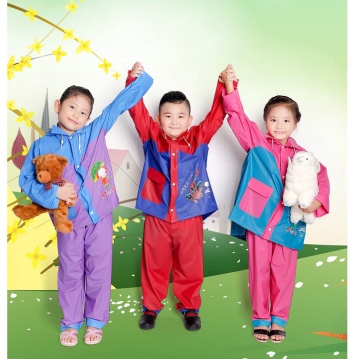 Bộ áo mưa trẻ em có lưng che cặp sách cho bé 6 - 8 -10 -12 tuổi chính hãng Sơn Thủy