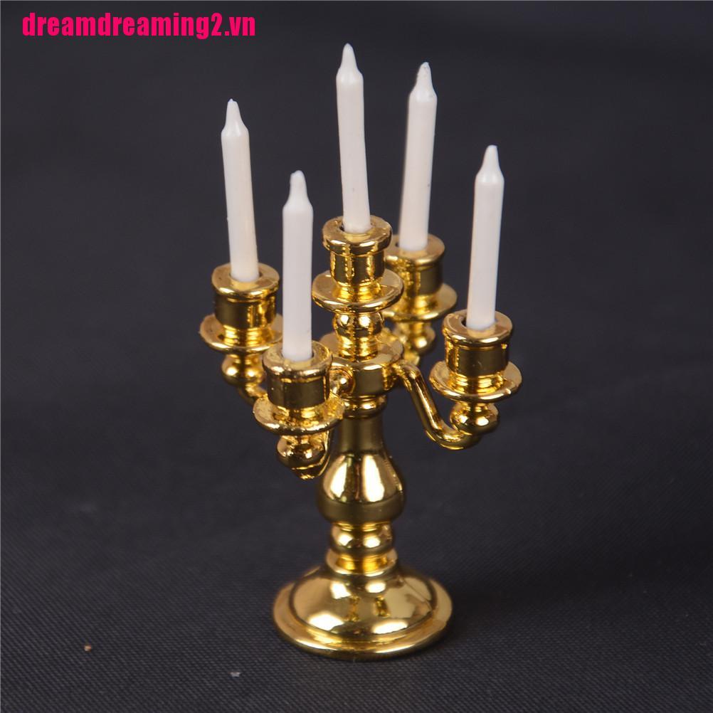 Bộ 2 Mô Hình Nến Vàng Tỉ Lệ 1 / 12 Trang Trí Nhà Búp Bê
