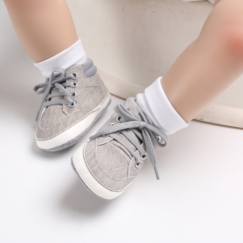 Giày tập đi cho bé Mialy Kids (0-15 tháng) - đế mềm chống trượt dáng thể thao 3 màu ghi, xanh than, be nâu