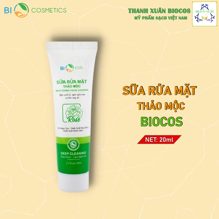 Sữa Rửa Mặt Mini 20ml BioCos, Dành Cho Da Dầu Mụn, Da Khô. Giúp Làm Sạch Và Sáng Da, Ngăn Ngừa Mụn, Phù Hợp Da Nam Và Nữ