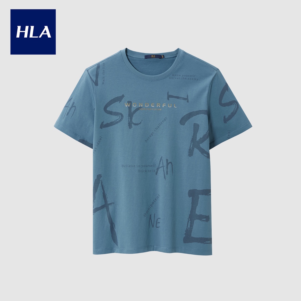 HLA - Áo thun nam ngắn tay cổ tròn vải cotton thoáng khí Dynamic style breathable cotton T-shirt
