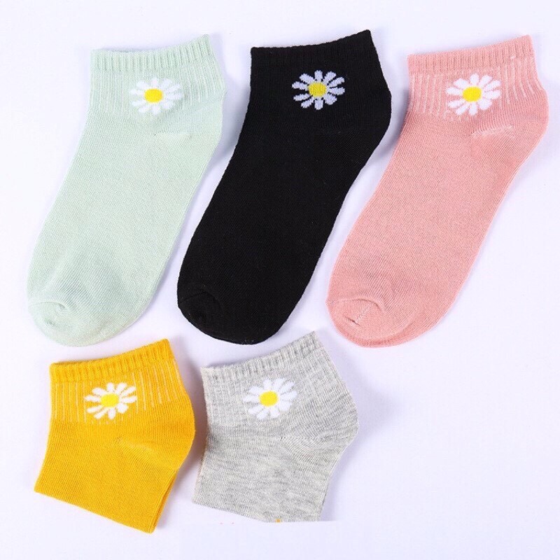 Túi 10 đôi tất nữ cổ ngắn cotton hoa cúc